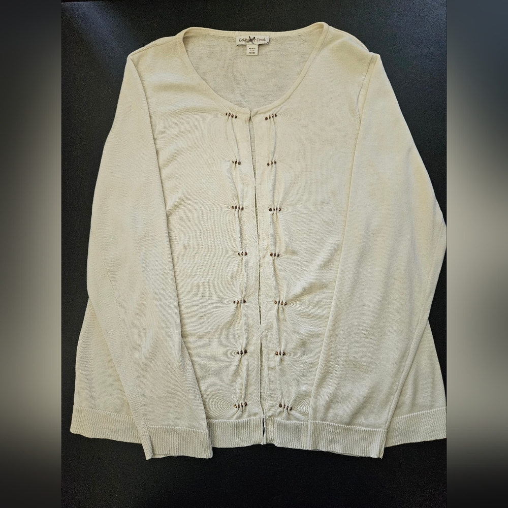 Coldwater Creek Silk Blend Cream Hook Closing Cardigan - Size XL - EUC